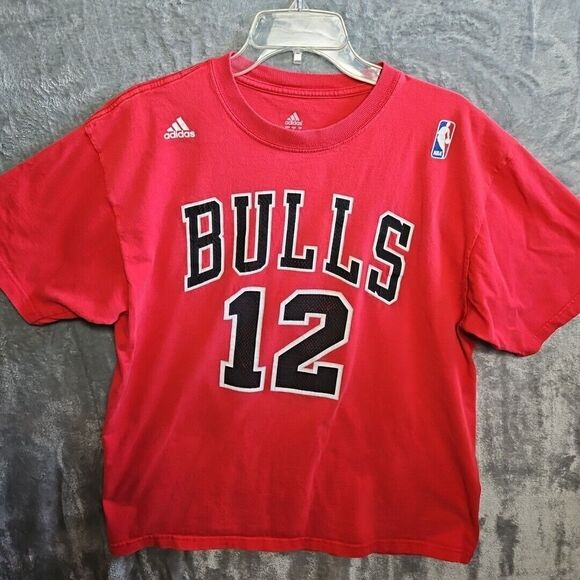 Adidas Men's Bulls NBA Lg Tshirt Basketball red cotton Hinrich #12 - Picture 1 of 12